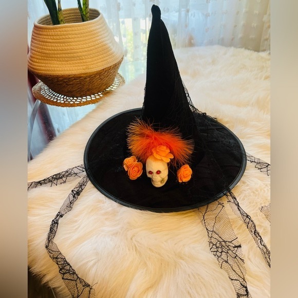 Witch Costume Halloween Dress Up Cosplay Orange Black Bats Girls - Picture 11 of 12